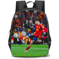 Pedri Gonzalez Backpack School Bag StudentPack - Pedri Gonzalez Jersey Number 20 Spanish National Team Volley Shot Action Poster