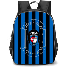 Pisa Sporting Club Backpack School Bag StudentPack - Logo In Black And Blue Stripe Background