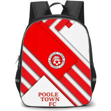 Poole Town Football Club Backpack School Bag StudentPack - Poole Town Football Club Logo with Layered Diagonal Panel Red Effect