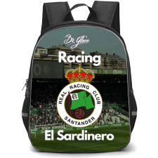 Racing De Santander Backpack School Bag StudentPack - Racing De Santander Logo On Retro Stadium Background Football Club