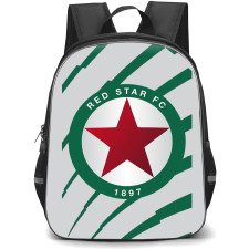 Red Star FC Backpack School Bag StudentPack - Logo In Green And Gray Scratch Background Football Club