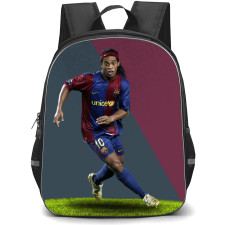 Ronaldinho Backpack StudentPack - Ronaldinho Running In Barcelona Logo Background