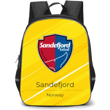 Sandefjord Fotball Backpack School Bag StudentPack - Logo Poster In Yellow Background