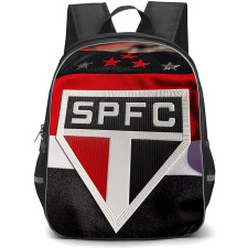 Sao Paulo Futebol Clube Backpack School Bag StudentPack - Sao Paulo Futebol Clube Stadium with Logo Bold Band Stripe Effect