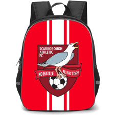 National League North Scarborough Athletic Backpack School Bag StudentPack - Large Logo In Red And White Stripe Background