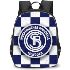 Club Sportivo Independiente Rivadavia Backpack School Bag StudentPack - Club Sportivo Independiente Rivadavia Logo with Blue Checker Pattern
