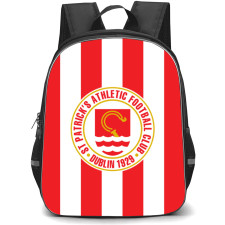 St Patrick?s Athletic FC Backpack School Bag StudentPack - Logo In Red And White Stripe Background