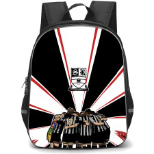 Stafford Rangers Football Club Backpack School Bag StudentPack - Stafford Rangers Football Club Team with Logo Radial Stripe Black Red Effect