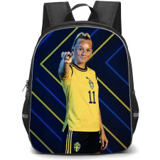 Stina Blackstenius Backpack StudentPack - Stina Blackstenius Sweden Women's National Football Portrait Photoshoot On Blue Yellow Stripe