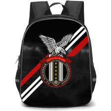 FC Stockholm Internazionale Backpack School Bag StudentPack - FC Stockholm Internazionale Logo On Red White Stripe On Black Background Football Club