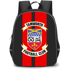 National League Tamworth Backpack School Bag StudentPack - Large Logo In Red And Gray Stripe Background