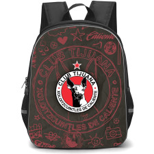 Club Tijuana Xoloitzcuintles de Caliente Backpack School Bag StudentPack - Club Tijuana Xoloitzcuintles de Caliente Logo with Sketch Style Background Red Effect