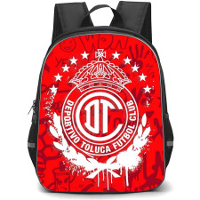 Deportivo Toluca Futbol Club S.A. de C.V. Backpack School Bag StudentPack - Deportivo Toluca Futbol Club S.A. de C.V. Logo with Red Effect Background