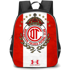Deportivo Toluca Futbol Club S.A. de C.V. Backpack School Bag StudentPack - Deportivo Toluca Futbol Club S.A. de C.V. Logo with Vertical Stripe Red and White Background