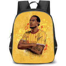 Virgil Van Dijk Backpack StudentPack - Virgil Van Dijk Liverpool F.C. Side Portrait Illustration On Yellow Background