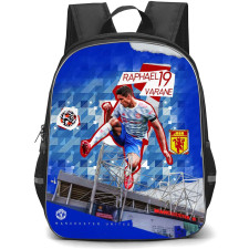 Raphael Varane Backpack StudentPack - Raphael Varane 19 Manchester United F.C. Jumping Poster Art
