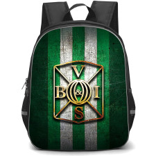Varbergs BoIS FC Backpack School Bag StudentPack - Varbergs BoIS FC Metal Logo On Silver Green Stripe Background Football Club