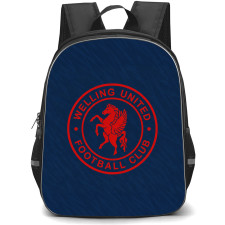 Welling United Football Club Backpack School Bag StudentPack - Welling United Football Club Logo with Diagonal Texture Blue Effect