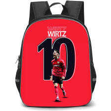 Florian Wirtz School Backpack StudentPack - Bayer 04 Leverkusen Florian Wirtz 10 Celebration On Red Background