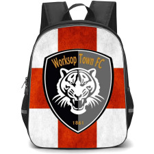 National League North Worksop Town Backpack School Bag StudentPack - Large Logo In Red White Cross Background