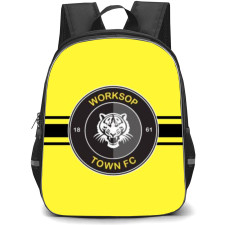National League North Worksop Town Backpack School Bag StudentPack - Large Logo In Black And Yellow Stripe Background