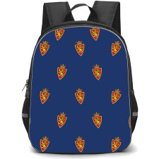 Real Zaragoza Backpack School Bag StudentPack - Real Zaragoza Logo Pattern Art On Blue Background Football Club