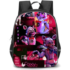 Five Nights At Freddys Foxy School Backpack StudentPack - Funtime Foxy Collage Pink Background