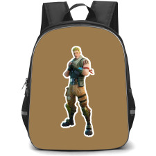 Fortnite Jonesy School Backpack StudentPack - Jonesy Sticker On Brown Background