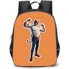Fortnite Meowcles School Backpack StudentPack - Meowcles Sticker On Orange Background