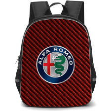 Alfa Romeo Backpack School Bag StudentPack - Alfa Romeo Logo On Red Carbon Fiber Background