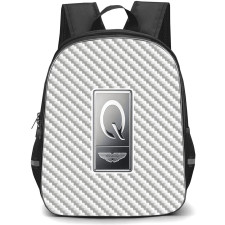 Aston Martin DB12 Goldfinger Edition Backpack School Bag StudentPack - Aston Martin DB12 Goldfinger Edition Logo On Silver Gray Carbon Fiber Background