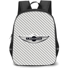 Aston Martin Lagonda Backpack School Bag StudentPack - Aston Martin Lagonda Logo On Silver Gray Carbon Fiber Background