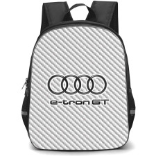 Audi e-tron GT Backpack School Bag StudentPack - Audi e-tron GT Logo On Silver Gray Carbon Fiber Background