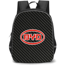BYD Backpack School Bag StudentPack - BYD Logo On Traditional Black Charcoal Carbon Fiber Background