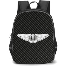 Bentley Backpack School Bag StudentPack - Bentley Logo On Traditional Black Charcoal Carbon Fiber Background