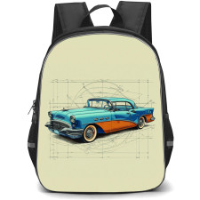 1950 Buick Skylark Backpack School Bag StudentPack - 1950 Buick Skylark Illustration Art On Light Yellow Background