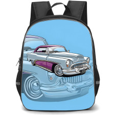 1950 Buick Backpack School Bag StudentPack - 1950 Buick Vintage Illustration Art On Sky Blue Background