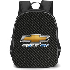 Chevrolet Bolt EV Backpack School Bag StudentPack - Chevrolet Bolt EV Logo On Traditional Black Charcoal Carbon Fiber Background