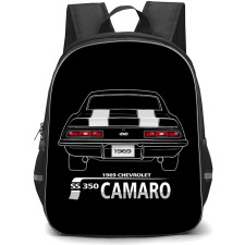 1969 Chevrolet Camaro SS 350 Backpack School Bag StudentPack - 1969 Chevrolet Camaro SS 350 Rear View Illustration On Black Background
