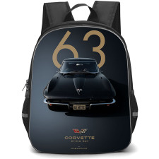 1963 Chevrolet Corvette StingRay Backpack School Bag StudentPack - 1963 Chevrolet Corvette StingRay Black On Dark Background