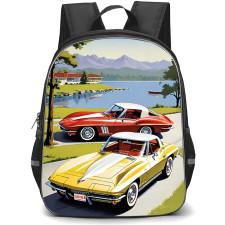 1967 Chevrolet Corvette StingRay 427 Backpack School Bag StudentPack - 1967 Chevrolet Corvette StingRay 427 On Gray Background