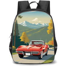 Chevrolet Corvette StingRay Backpack School Bag StudentPack - Chevrolet Corvette StingRay Illustration Art Poster