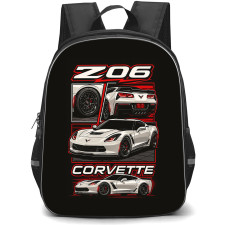 Chevrolet Corvette Z06 Backpack School Bag StudentPack - Chevrolet Corvette Z06 Illustration Art On Black Background