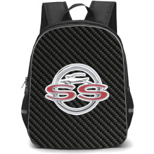 Chevrolet Impala SS Backpack School Bag StudentPack - Chevrolet Impala SS Logo On Traditional Black Charcoal Carbon Fiber Background
