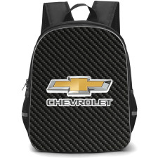 Chevrolet Backpack School Bag StudentPack - Chevrolet Logo On Traditional Black Charcoal Carbon Fiber Background
