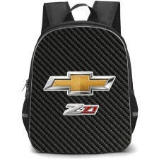 Chevrolet Tahoe Z71 Backpack School Bag StudentPack - Chevrolet Tahoe Z71 Logo On Traditional Black Charcoal Carbon Fiber Background