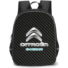 Citroen E-Mehari Backpack School Bag StudentPack - Citroen E-Mehari Logo On Traditional Black Charcoal Carbon Fiber Background