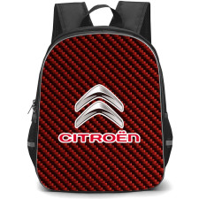 Citroen Backpack School Bag StudentPack - Citroen Logo On Red Carbon Fiber Background