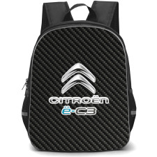 Citroen e-C3 Backpack School Bag StudentPack - Citroen e-C3 Logo On Traditional Black Charcoal Carbon Fiber Background