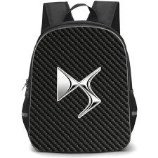 DS Automobiles Backpack School Bag StudentPack - DS Automobiles Logo On Traditional Black Charcoal Carbon Fiber Background